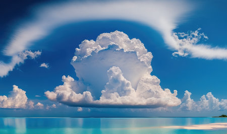 Serene Ocean Landscape with Majestic Clouds. Perfect for Wallpapers. Generative AIの素材