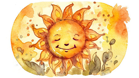 Cheerful Sun Cartoon Illustration for Invitations and Posters. Generative AIの素材