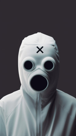Minimalist Balaclava with X Eyes Logo Design in KAWS Style on White Pattern. Perfect for Streetwear and Urban Fashion. Generative AIの素材
