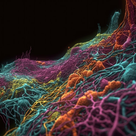 Vivid Cell Signaling Pathways in High Detail. Perfect for Medical Presentations. Generative AIの素材