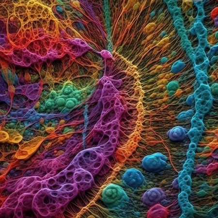 Vivid Cell Signaling Pathways in High Detail. Perfect for Medical Presentations. Generative AIの素材