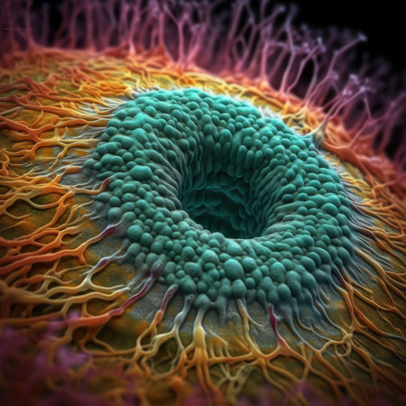 Vivid Cilia on Cell Surface in 4K Microscopic View for Medical Presentations. Generative AIの素材