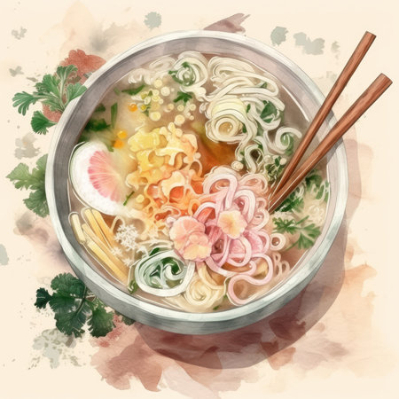 Delicious Taiwanese Ramen Collage with Floating Spoon. Perfect for Food Blogs and Menus. Generative AIの素材