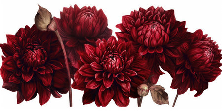 Exquisite Watercolor Dahlias for Wedding Stationery in Peppermint Colors. Generative AIの素材