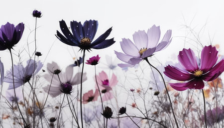 Cosmic Bouquet: A Contemporary Watercolor Masterpiece for Invitations and Posters. Generative AIの素材