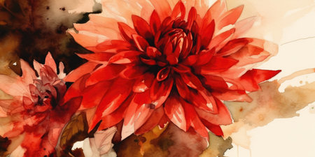 Exquisite Watercolor Dahlias for Wedding Stationery in Peppermint Colors Generative AIの素材