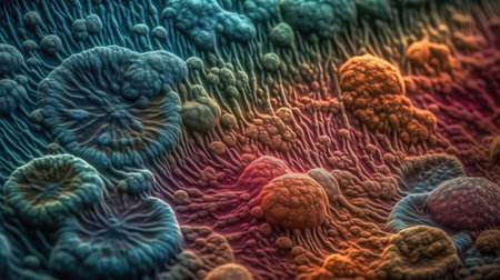 Vivid Microscopic View of Epithelial Cells for Medical Presentations. Generative AIの素材