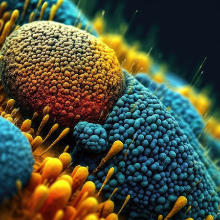 Vivid Pollen Microscopic View for Scientific Research. Generative AIの素材