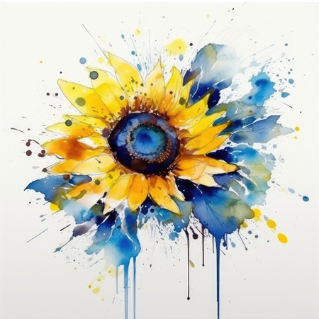 Bright Sunflower Bouquet on White Background for Invitations and Posters. Generative AIの素材