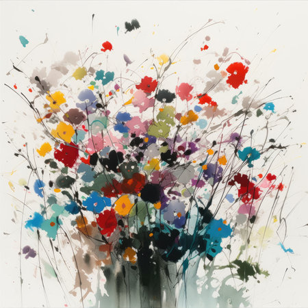 Minimalist Flower Design Inspired by Wu Guanzhong for Invitations and Posters. Generative AIの素材