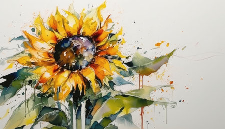 Bright Sunflower Bouquet on White Background for Invitations and Posters. Generative AIの素材