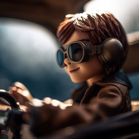 Pilot's Adventure: Soaring Through the Skies with Cockpit Controls and Aviator Sunglasses. Perfect for Aviation Enthusiasts. Generative AIの素材