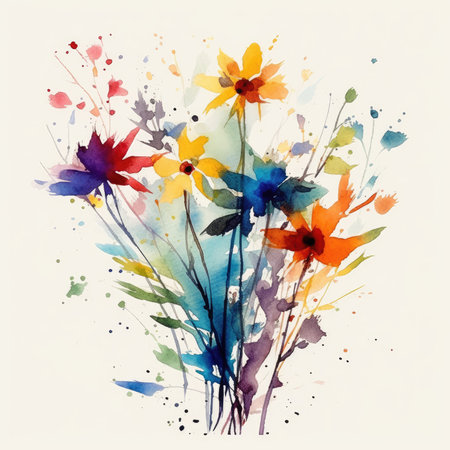 Vibrant Wildflower Bundle on White Background for Modern Designs. Generative AIの素材