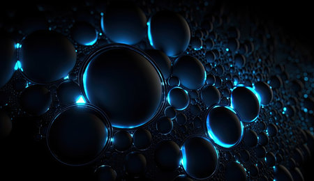 Blue Lights on Black Background in Global Illumination Style for Web Design. Generative AIの素材