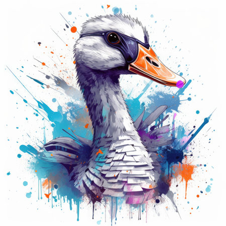 Cool Goose in Anime Style with Sunglasses and Expressive Pose. Perfect for Posters and Web. Generative AIの素材