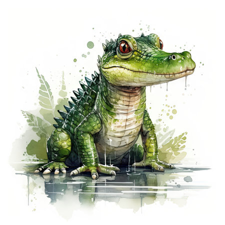 Adorable Crocodile Illustration for Children's Books and Posters. Generative AIの素材