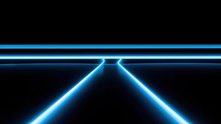 Minimalistic Glowing Line in Dark Room Wallpaper. Generative AIの素材
