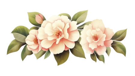 Soft Pink Watercolor Collection on White Background in Contemporary Style. Generative AIの素材