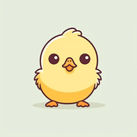 Simple and Cute Chicken Outline in Cartoon Style on Clear Background. Generative AIの素材