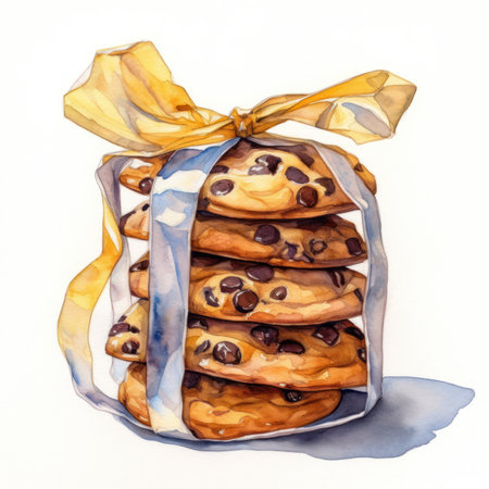 Delicious Chocolate Chip Cookies in Clear Cellophane Bag. Generative AIの素材