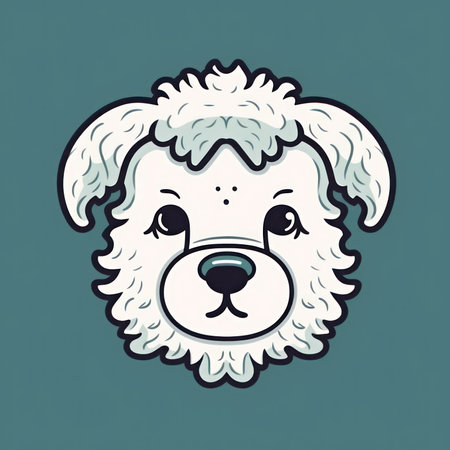 Adorable Sheepdog Cartoon Outline Design on Clear Background. Generative AIの素材