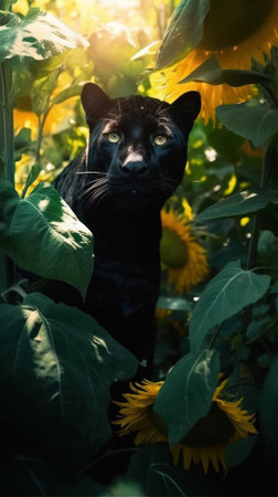 Mysterious Shimmering Cosmic Panther Cub Exploring Lost Rural Areaの素材