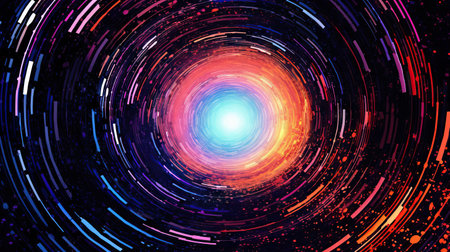 Spiraling Lines in a Colorful Black Hole: A Contemporary Era Digital Art Piece Inspired by the Pop Art Movement. Generative AIの素材