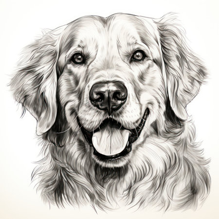 Hand-drawn Clipart Image of a Golden Retriever Face for Coloring Book AI Generatedの素材