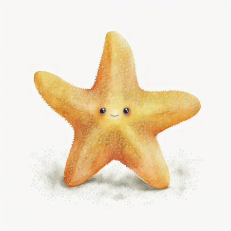 Colorful Watercolor Starfish Clipart for Baby Book on White Background AI Generatedの素材