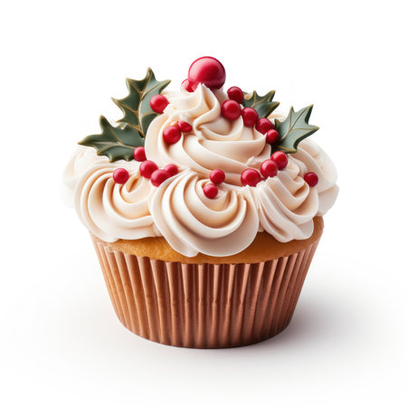 Deliciously Decorated Christmas Cupcake AI Generatedの素材