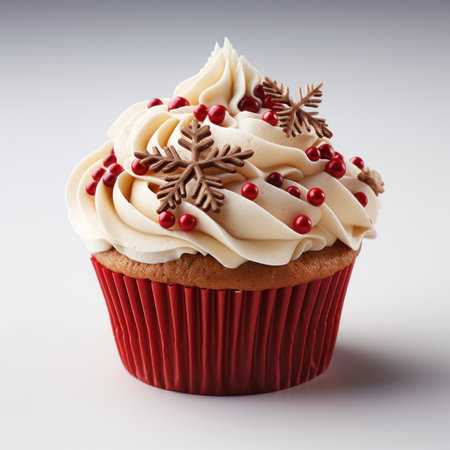 Deliciously Decorated Christmas Cupcake AI Generatedの素材