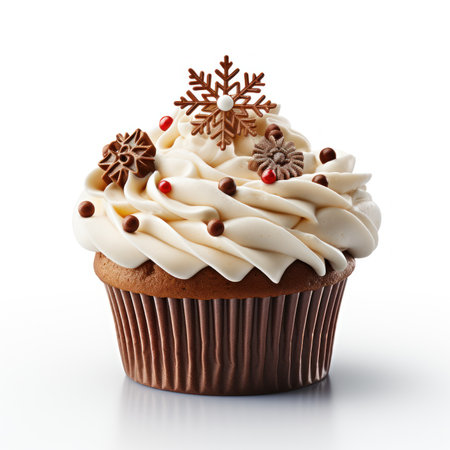 Deliciously Decorated Christmas Cupcake AI Generatedの素材