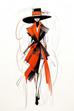 Fashion Doodle: Simple Hand-Drawn Lines AI Generatedの素材