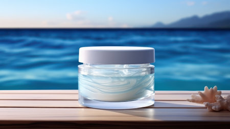 Luxurious Skincare Container with Ocean Waves AI Generatedの素材