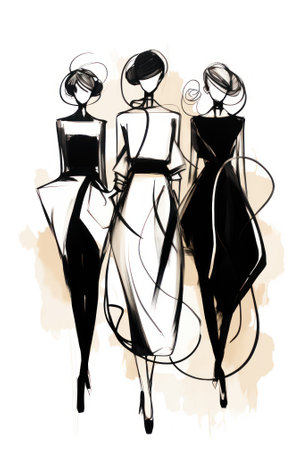 Fashion Doodle: Very Simple Hand-Drawn Lines AI Generatedの素材