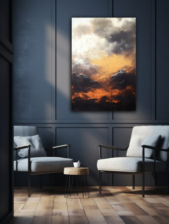 Abstract Painting in Gold and Black with Heavily Textured Backlight AI Generatedの素材