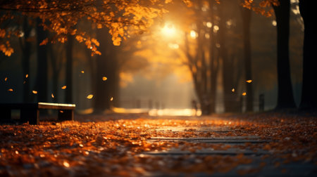 Enchanting Autumn Forest Background for Thanksgiving AI Generatedの素材