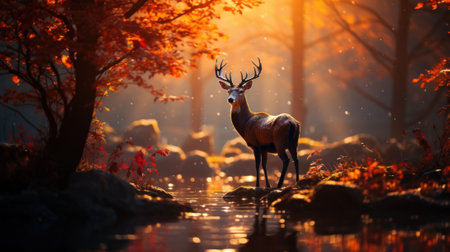 Enchanting Autumn Forest Background for Thanksgiving AI Generatedの素材