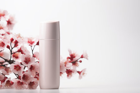 Elegant Cosmetic Tube Container Package with Flowers AI Generatedの素材