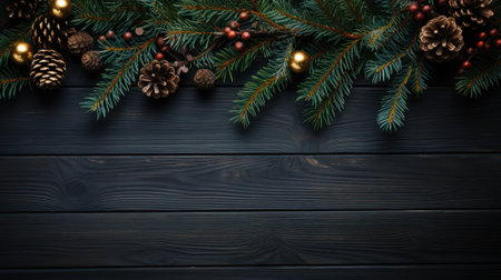 Festive Christmas Banner with Empty Black Background AI Generatedの素材