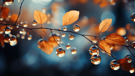 Enchanting Autumn Forest Background with Bokeh AI Generatedの素材