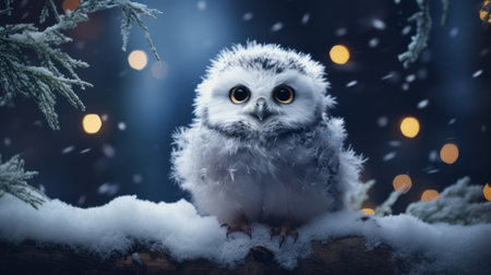 Magical Cinematic Photography of a Cute Baby Snow Owl AI Generatedの素材