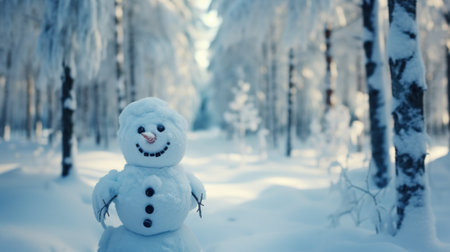 Magical Christmas Snowman in Cinematic Photography AI Generatedの素材