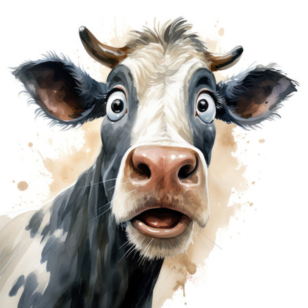 Surprised Cartoon Cow - Annabelle's Wish Style AI Generatedの素材
