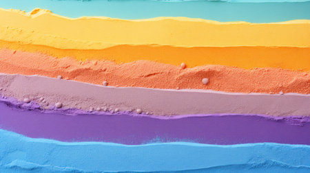 Vibrant Rainbow Coloured Sand Stripes Close-Up AI Generatedの素材