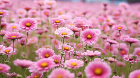 Autumn Pink Cosmos Frame Background AI Generatedの素材