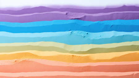Vibrant Rainbow Coloured Sand Stripes Close-Up AI Generatedの素材