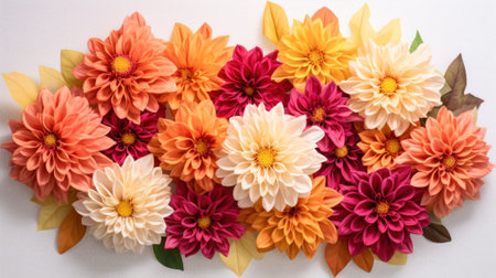 Autumn Frame with Dahlia Background AI Generatedの素材