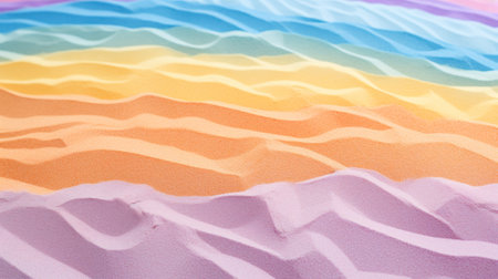 Vibrantly colored rainbow sand close-up AI Generatedの素材