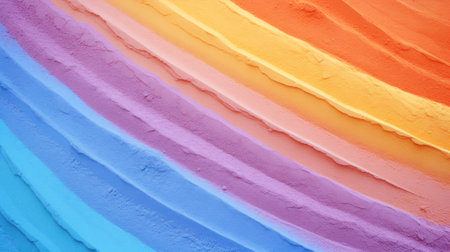 Vibrant Rainbow Coloured Sand Stripes Close-Up AI Generatedの素材